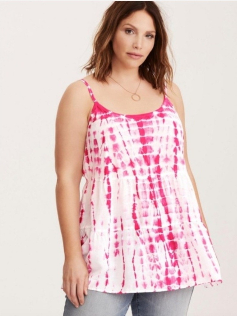 torrid Pink and White Tie-Dye Tank Top